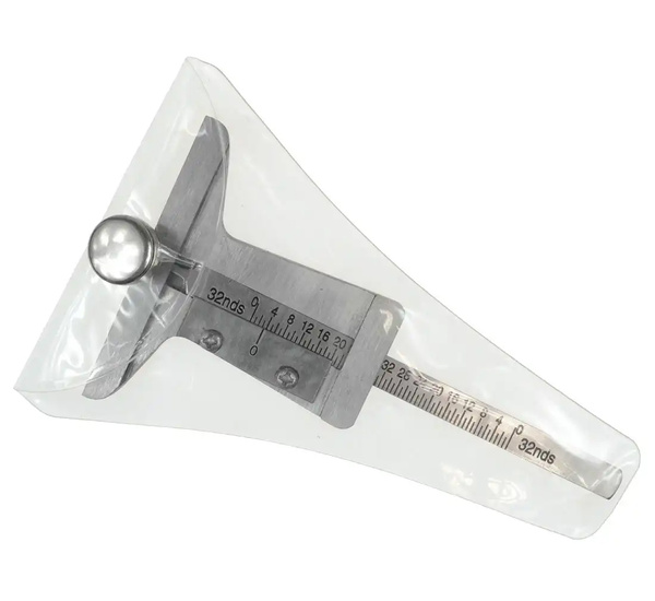 Metal tyre tread depth gauge - two measurement scales + case