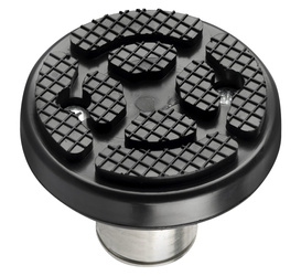 Two-post lift rubber pad with a ring and a sleeve.