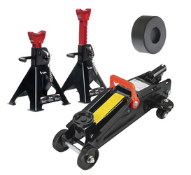 KIT Trolley Jack Lever 2 Tonnes REDATS LS-320 + Jack stand REDATS LS-920 + Rubber for Lift