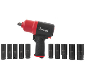Impact wrench 1900Nm 1/2" REDATS P-180 + 10 long sockets made of chrome-molybdenum steel.