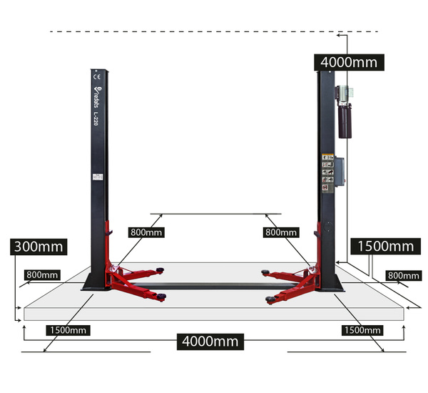 Automatic two post lift 4T REDATS L220 + Oil gratis
