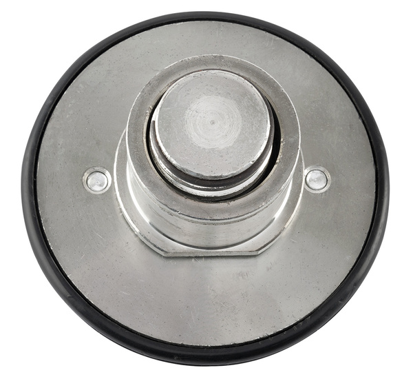 Two-post lift rubber pad with a ring and a sleeve.