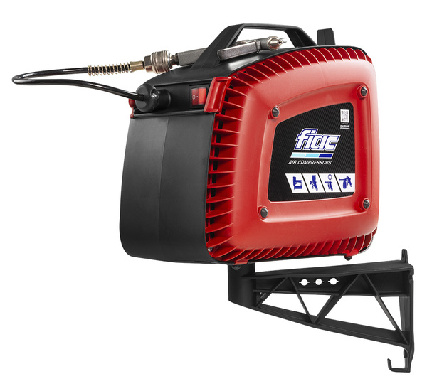 Wall mounted air compressor with hose reel