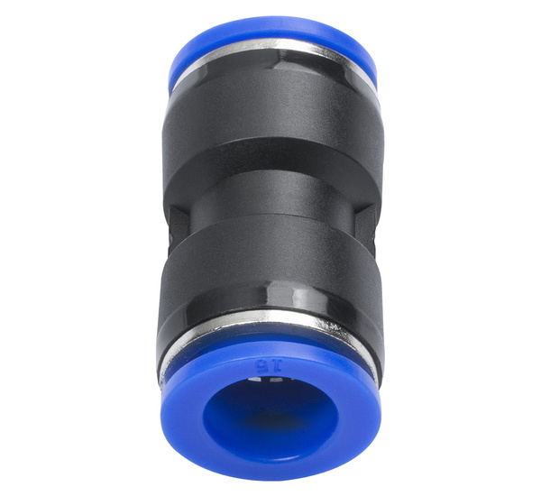 Straight plug connector for hose 15mm pass-through