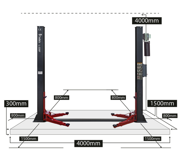 Automatic two post lift 4T ATS L220 Automatic 230V + Oil Gratis