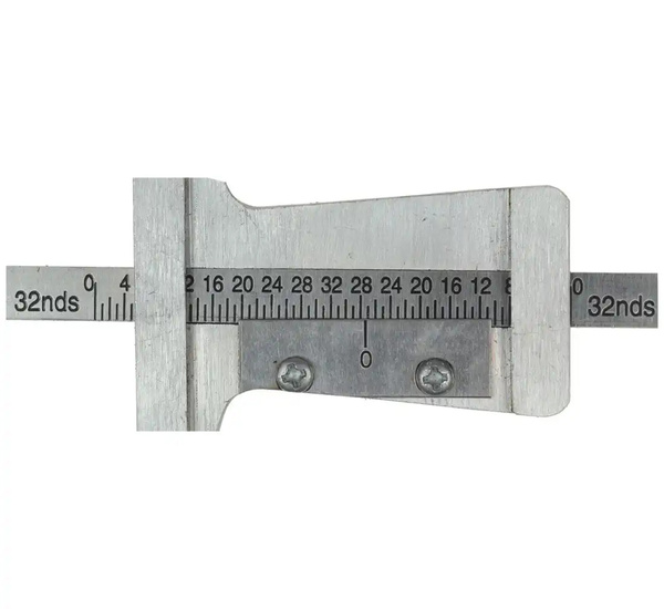 Metal tyre tread depth gauge - two measurement scales + case