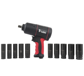 Impact wrench 1450Nm 1/2" REDATS P-120 + 10 long sockets made of chrome-molybdenum steel.