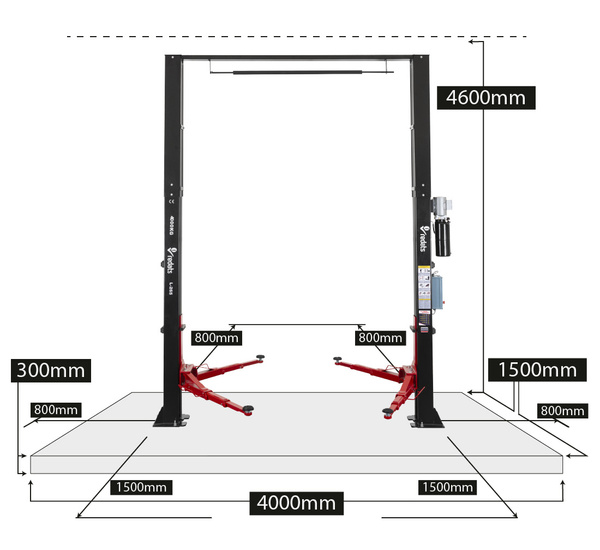 Two-post car lift with upper beam, automatic, 400V, 4T – REDATS L-265